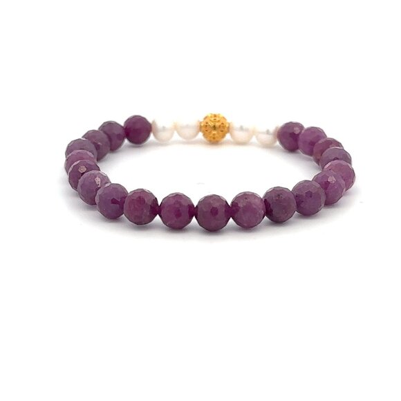 18K Gold Money Coin Ball Gemstones Birthstones Pearl Ruby Faceted 6mm - Picture 7 of 11